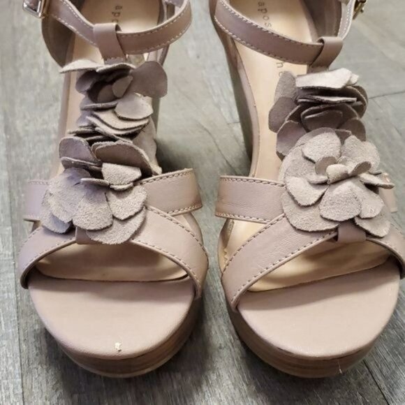 Heels Wedges Sandals Apostrophe Platform Nude Open Toe Women's WOMAN'S Size 9.5 - Picture 4 of 16